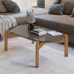 Mesa de Centro Oblonga Lizz Cinza Pérola CedroCasa D