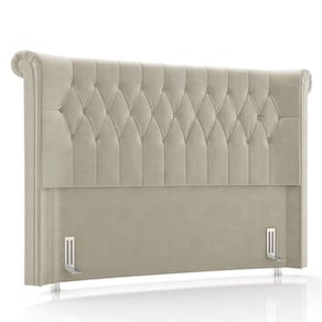 Cabeceira Cama Box Casal King 195cm Dust P02 Veludo Bege - Mpozenato