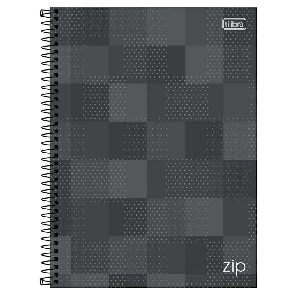 Caderno Espiral Capa Dura Universitário Zip 160 Folha 10 Matérias Tilibra Cinza