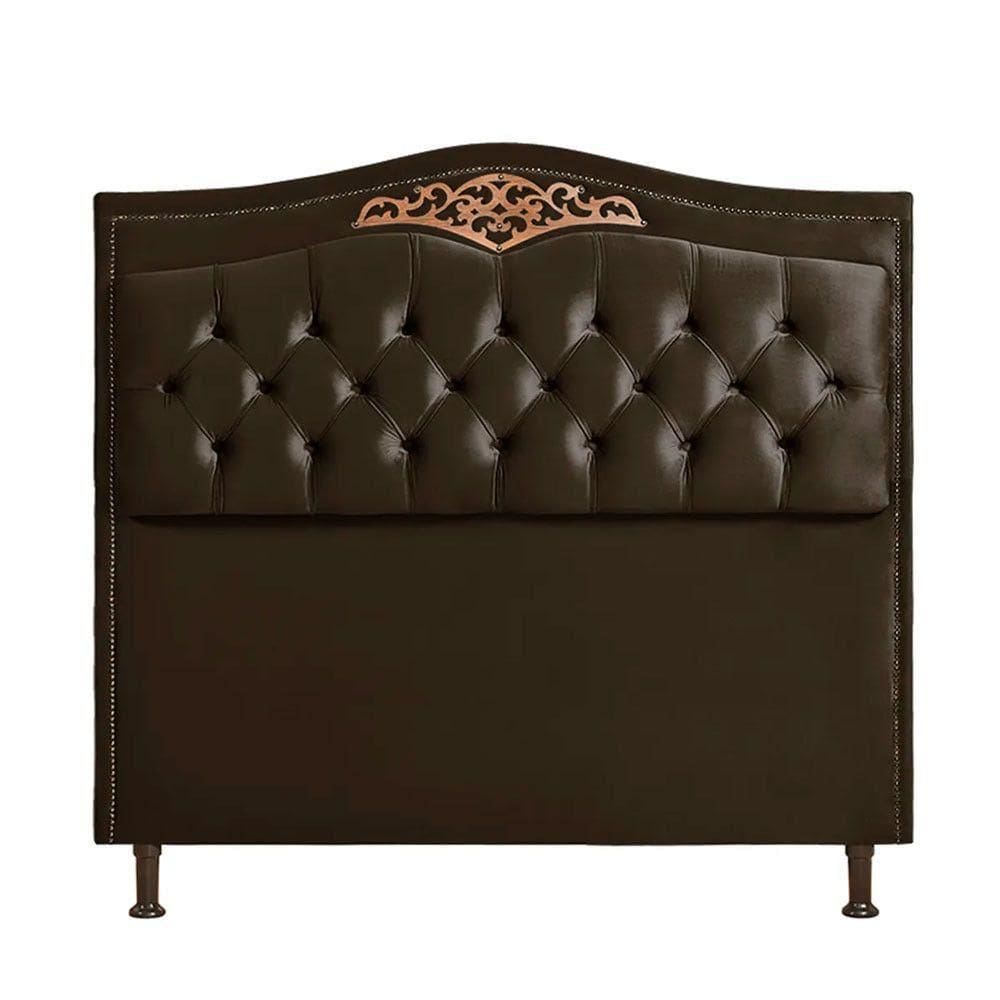 Cabeceira Holanda 195cm King Size Estofada Veludo Star Confort Marrom Chocolate