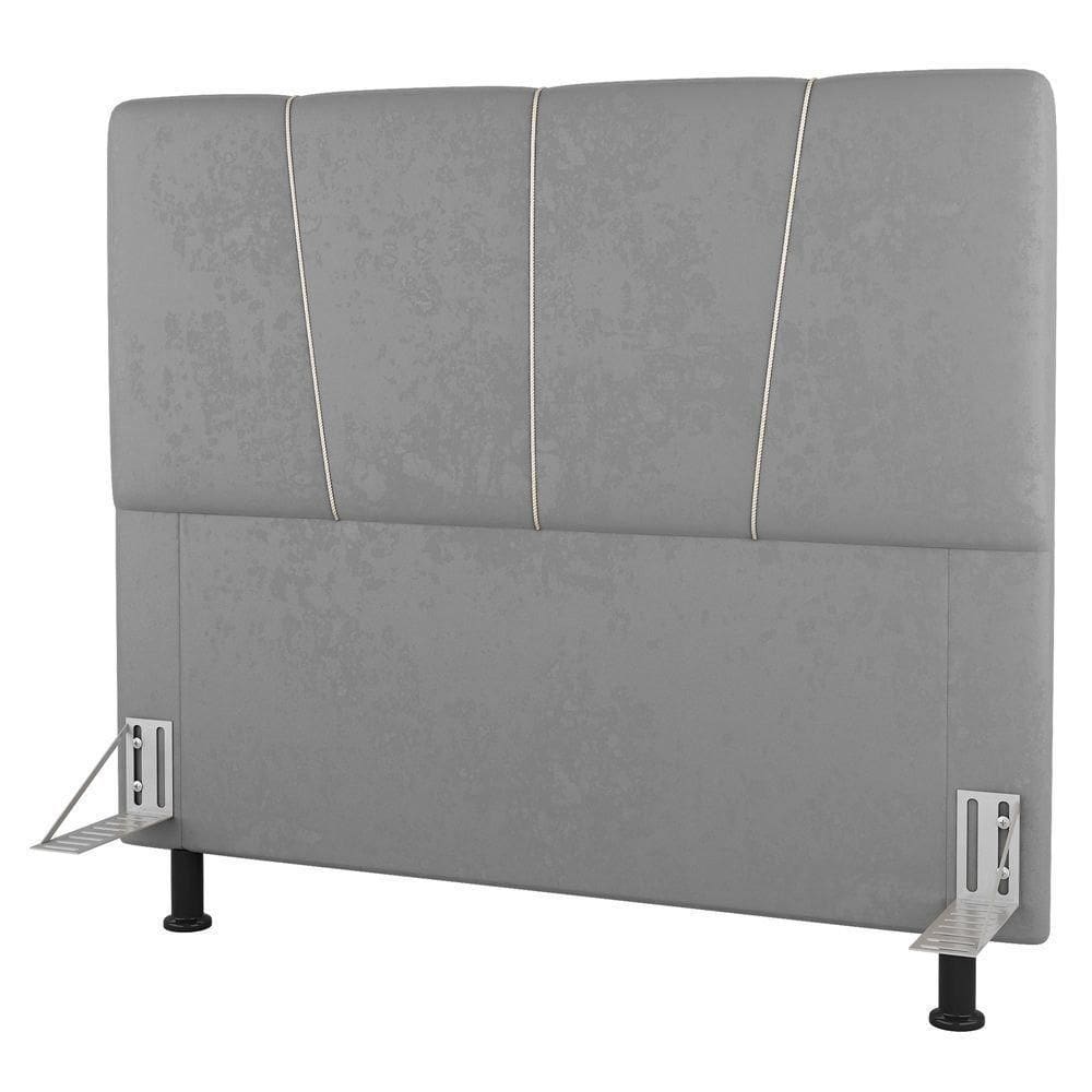 Cabeceira Cama Box Casal King Size Amber 195cm Estofada Veludo Prata - Abmaza