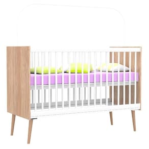 Berço Nacional Bella Retrô 100% Mdf Cor Branco Brilho Com Wengue - Canaã Baby