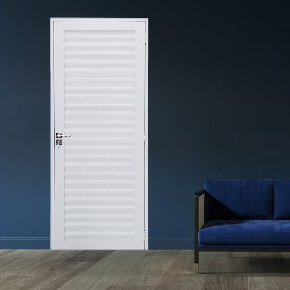 Porta Palheta de Alumínio 210 X90cm Linha 30 Lado Esquerdo Esquadrias Bergame Branco