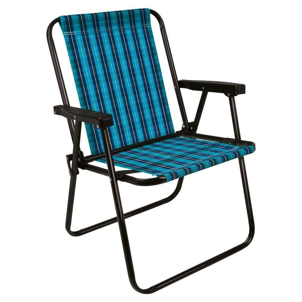 Cadeira De Praia Varanda Xadrez Em Aço 110 Kg Cores Mor Cor:azul Azul