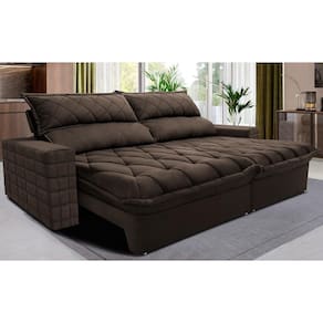 Sofá Retrátil E Reclinável 3,15m Molas Ensacadas Cama Inbox Elegance Com Thermogel Velusoft Café