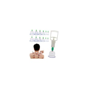 Conjunto de massagem com ventosas chinês de 12 copos corporais e bomba