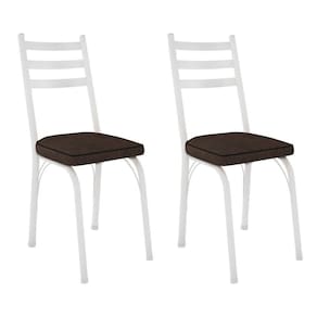 Kit 2 Cadeiras De Cozinha Luisiana Estampado Imbuia Pés De Ferro Branco