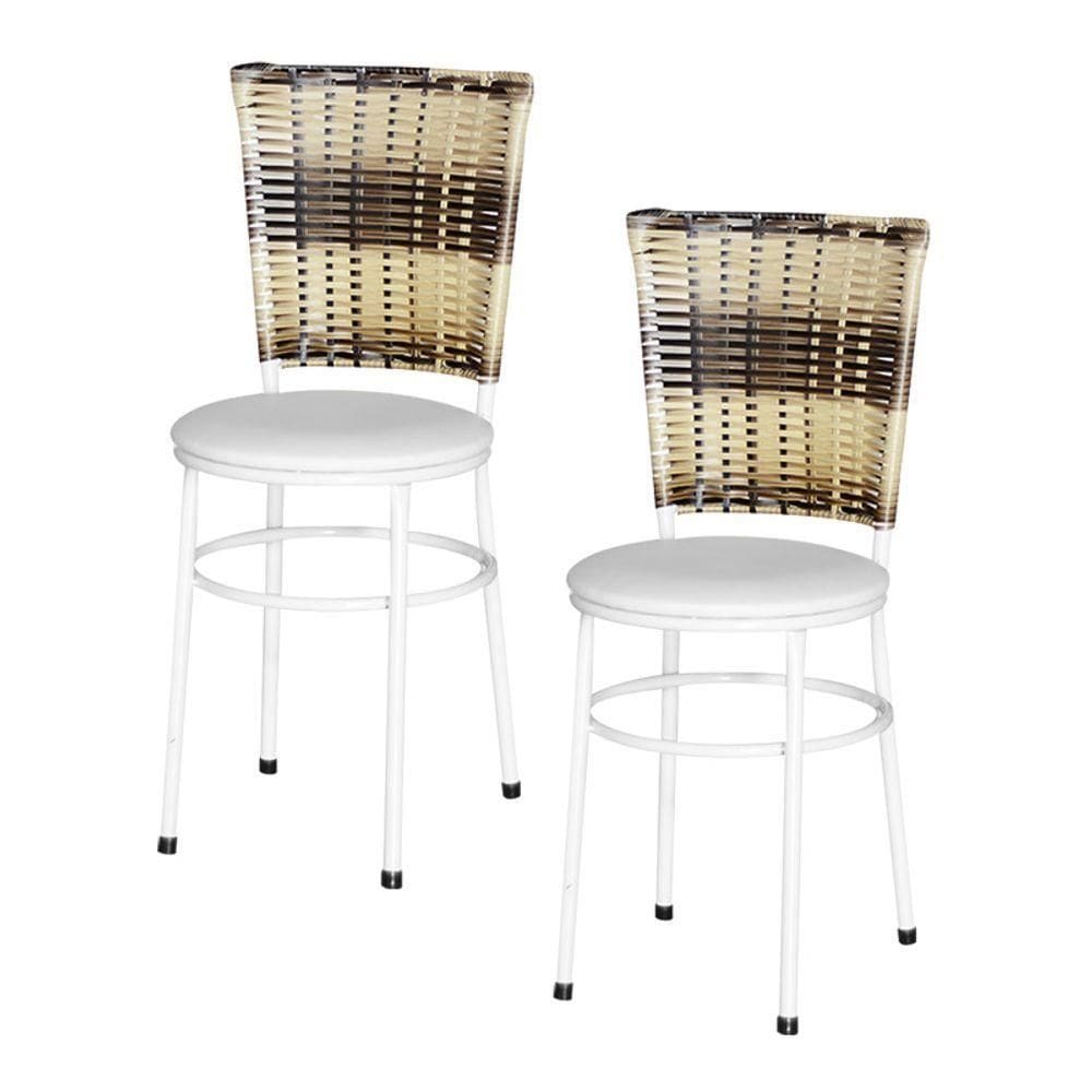 2 Cadeiras Para Mesa Branca Hawai Cappuccino Premium Cor:branco