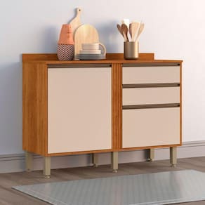 Balcão Pérola Em Mdp Com 2 Portas Sallêto Cinamomo/ Off White