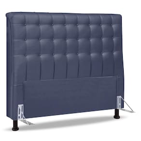 Cabeceira Cama Box Casal Ciara 140cm Botonê Com Frame Linho Azul