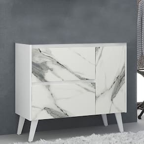 Gabinete de Banheiro 90cm sem Cuba Ref 910 Branco/Thassos