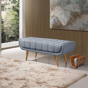 Recamier França 1,30m Com Base Madeira Linho Sofatec Azul