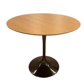Mesa Lateral Tulipa Saarinen Redonda 51 Cm - Freijó Cores Preto