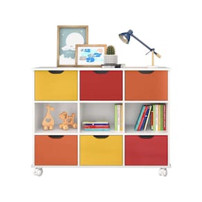 Nicho Organizador Branco com 6 Gavetas Coloridas e Rodízios - Qmovi