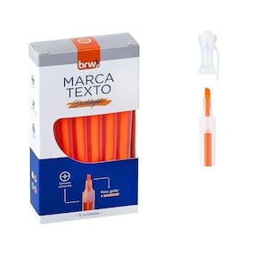 2 Caixas Marca Texto Fluorescente Transparente 12 Unidades Brw Laranja