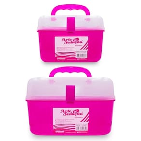 Kit 2 Maletas Pequena e Grande Multiúso Manicure Maquiagem