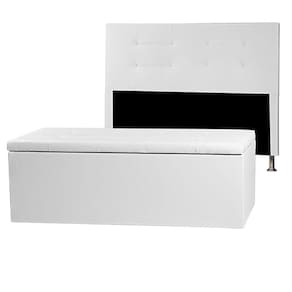 Kit Cabeceira E Calçadeira Baú King 1,95m Berlim Corano - Pallazio Cor Branco