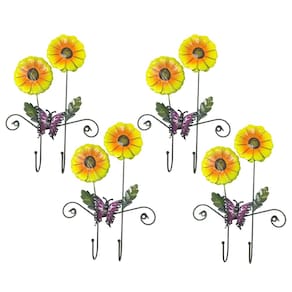 Gancho Duplo Girassol Flor Kit 4 Unidades Chavel Lenço Chapeu Bolsa Organizaçao Parede Quarto Casa Entrada Decoraçao Borboleta Jardim Enfeite