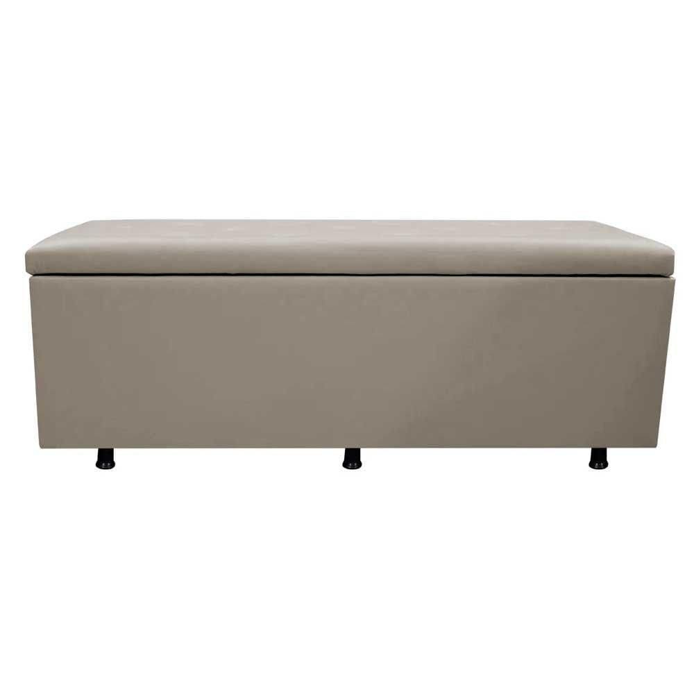 Calçadeira Baú Casal Queen 160cm Estofada Liz S05 Sintético Bege - Mpozenato