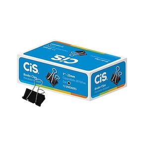 Prendedor de Papel Binder 25mm Caixa c/12 Unidades até 80 Folhas Cis