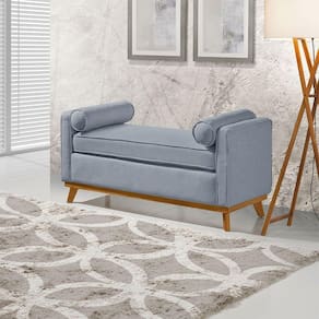 Recamier Italia 1,50m Com Base Madeira Linho Sofatec Azul