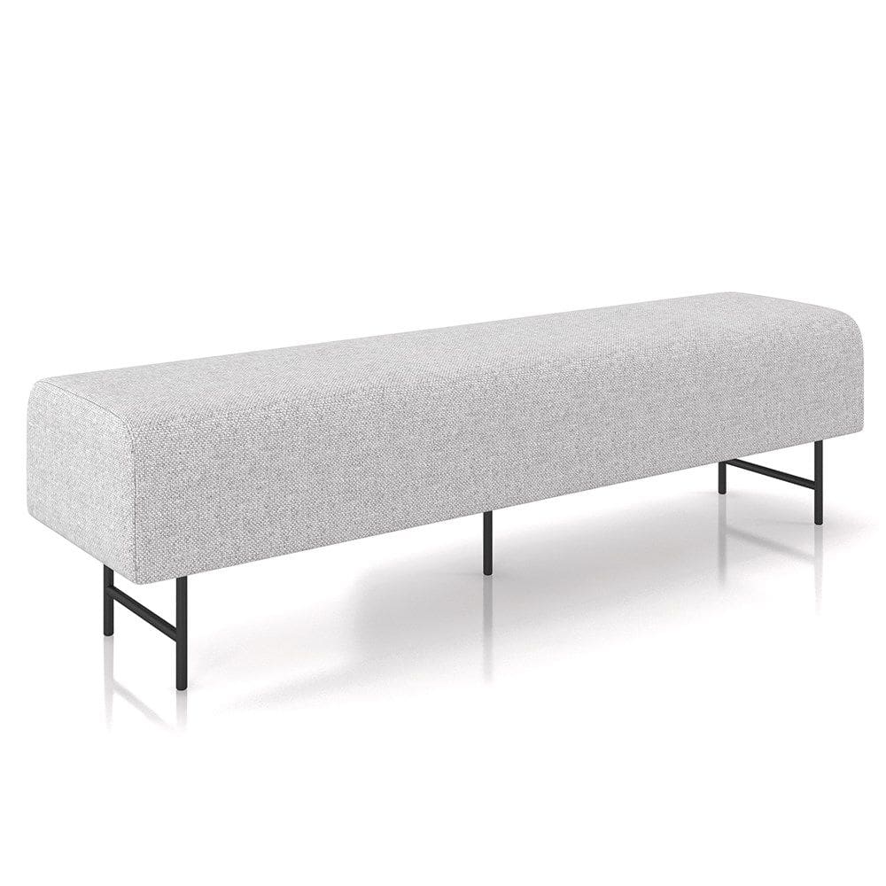 Puff Recamier Decorativo Pés em Ferro 140cm Dublin P02 Linho Cinza Claro - Mpozenato