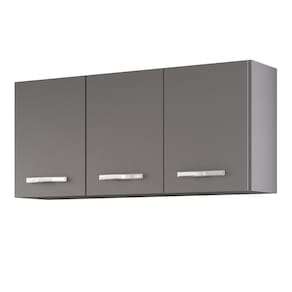 Armário De Cozinha Aéreo 120cm 3 Portas Honduras Cinza - Lumil