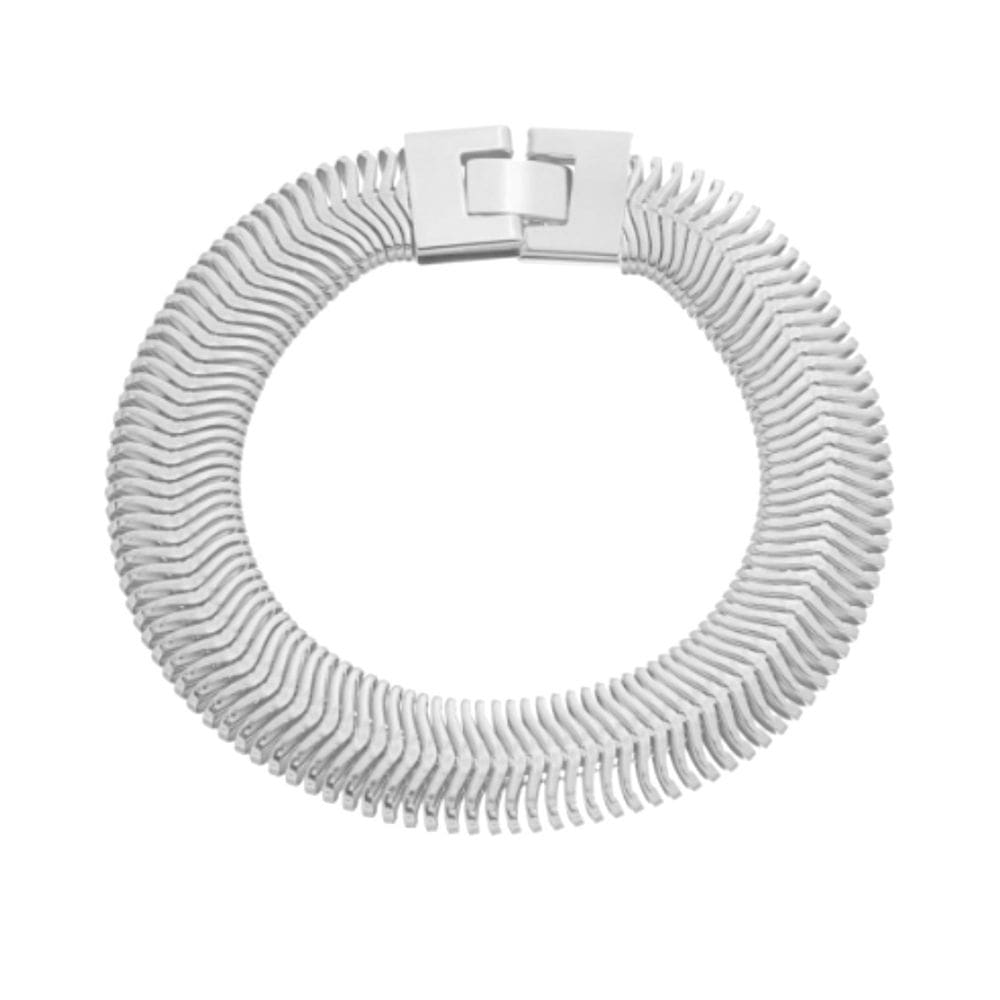 Pulseira Malha Snake Larga Banhado a Prata