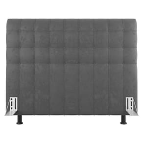 Cabeceira Cama Box Casal Dahlia 140Cm Com Frame Suede Cinza Claro - Abmaza