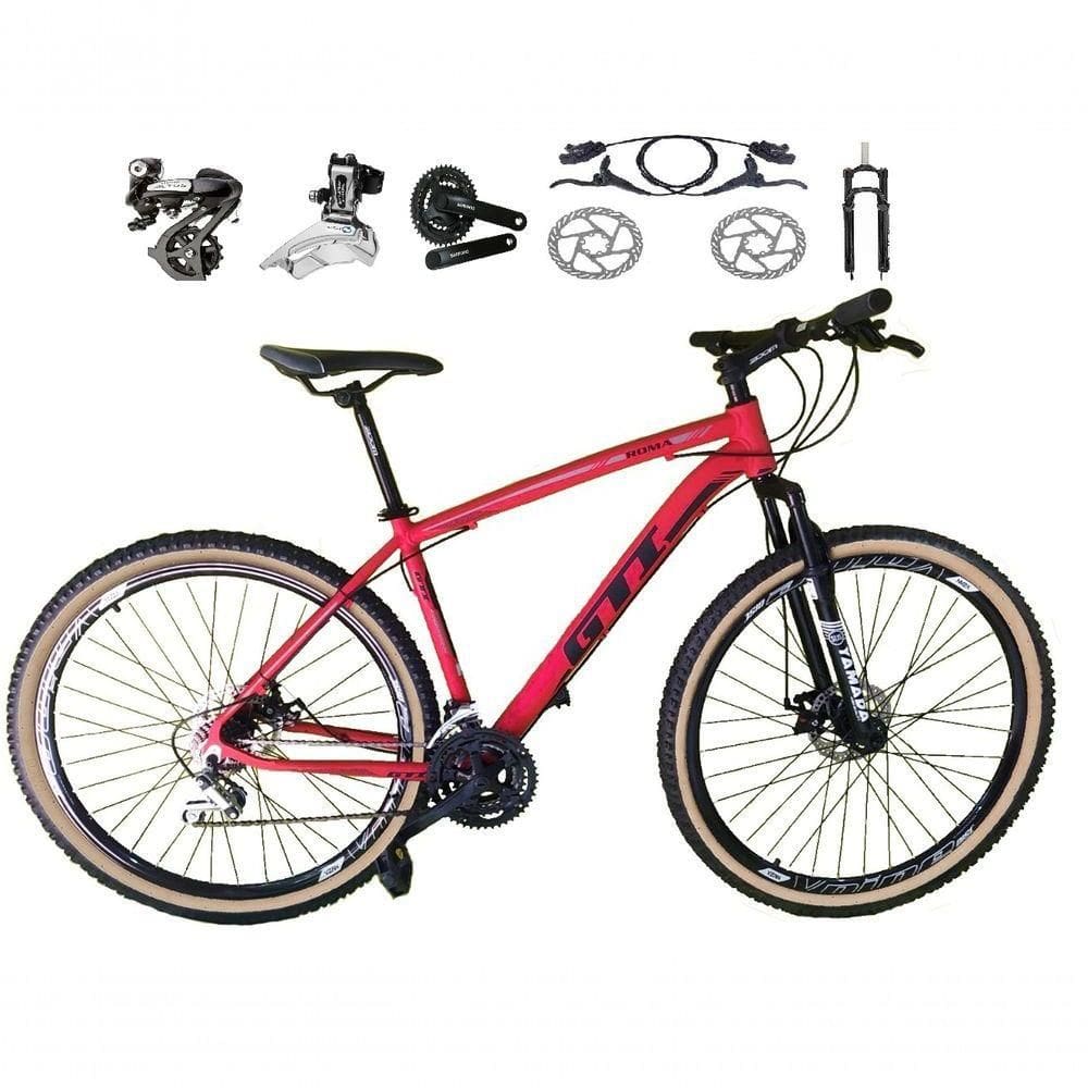 Bicicleta Aro 29 Gti Roma Shimano Altus 24v Freio Disco Hidráulico Garfo Trava - Vermelho Tam.19