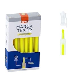 5 Caixas Marca Texto Fluorescente Transparente 12 Unidades Brw Amarelo