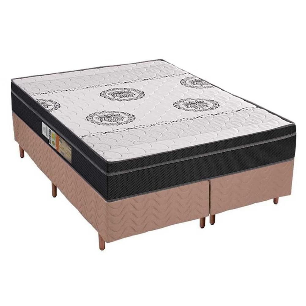 Cama Box Queen: Colchão Anatômico Polar D28/EP Orthoface Firme + Base CRC Suede Clean(158x198)