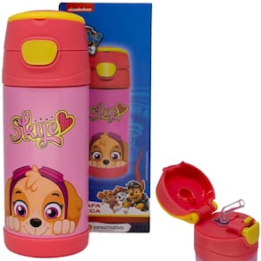 Garrafa Sky Térmica Quente Gelada Infantil Com Canudo De Silicone Rosa 350ML Oficial Patrulha Canina Nickelodeon