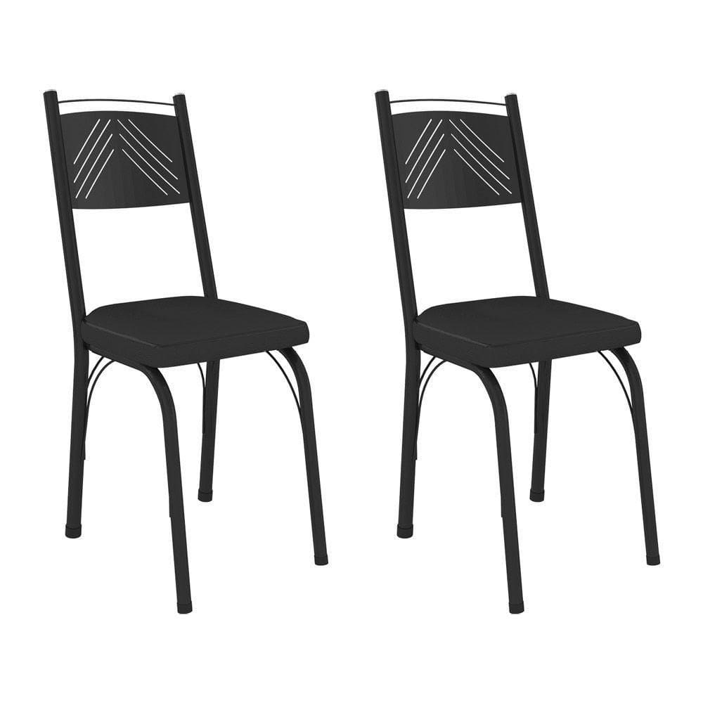 Kit 2 Cadeiras De Cozinha Virginia Corino Preto Pés De Ferro Preto