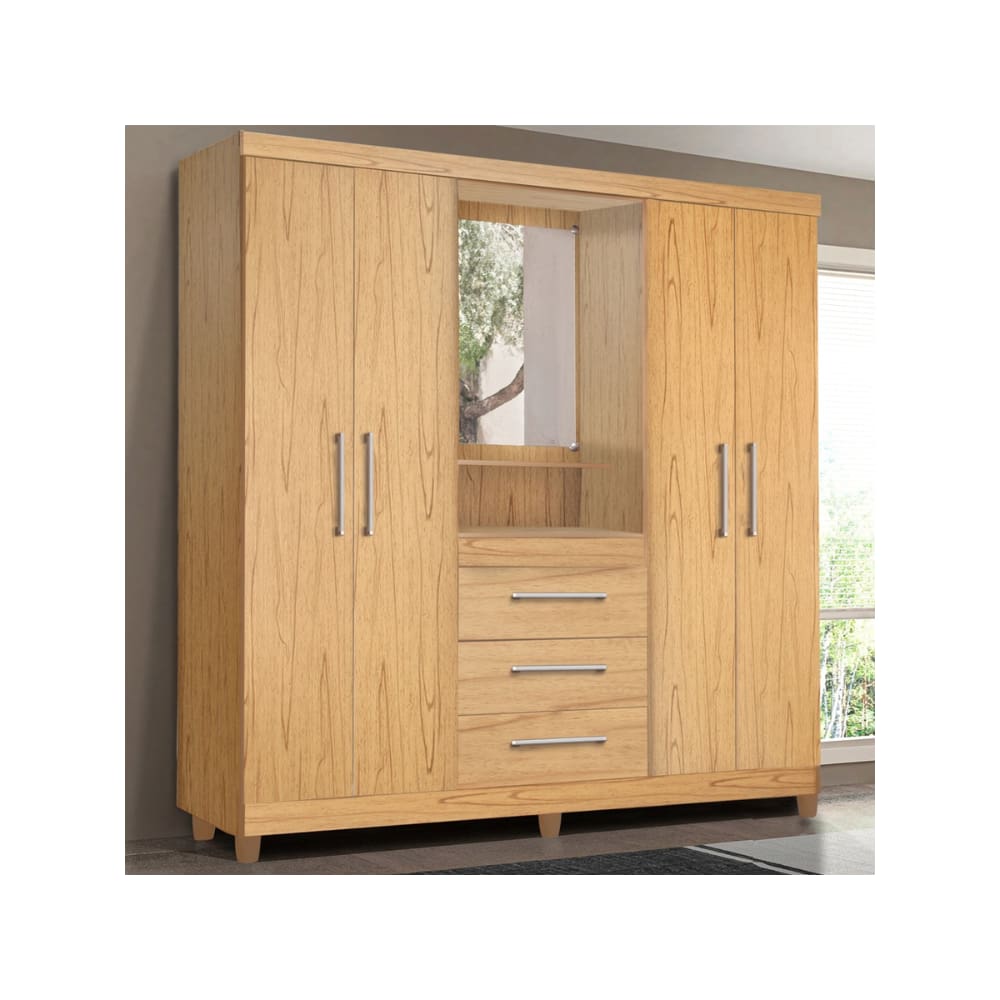 Guarda Roupa Capelinha 4 Portas com espelho Lyon – Cinamomo