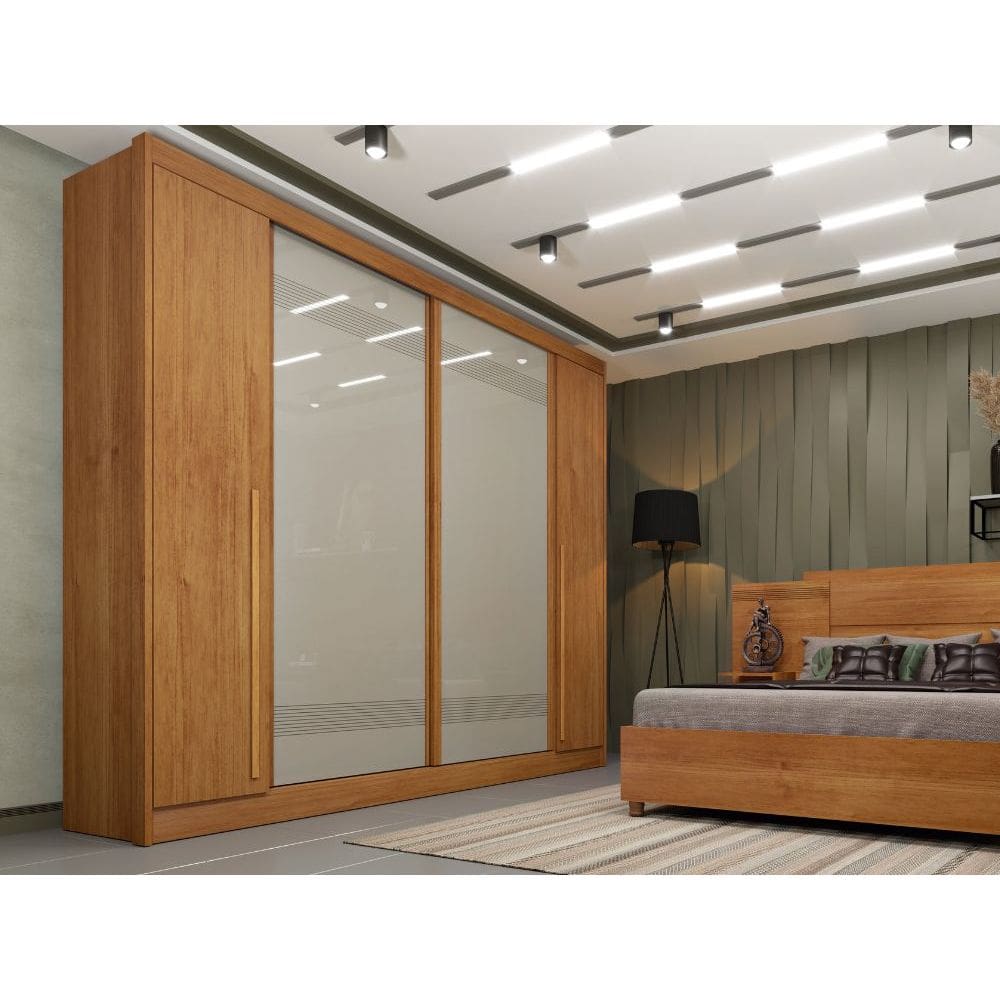 Guarda Roupa Casal 4 Portas 4 Gavetas Cairo Tcil – Cinamomo/Off White Flex