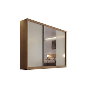 Guarda Roupa Casal 3 Portas de Correr e 8 Gavetas c/ Espelho Natus Plus Freijo Cumaru c/ Fendi - Novo Horizonte