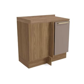 Balcão de Cozinha Canto Reto Botanic M625 c/ 1 Porta c/Tampo- Kappesberg Nogueira/Fendi/Nogueira - Kappesberg