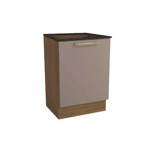 Gabinete de Cozinha Modulado Balcão Botanic M629 p/Cooktop 1 Porta c/Tampo 60cm Nogueira/Fendi/Preto Brilho - Kappesberg