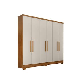 Guarda Roupa Solteiro 6 Portas e 4 Gavetas c/Pés Milly Freijo Cumaru c/ Fendi - Novo Horizonte