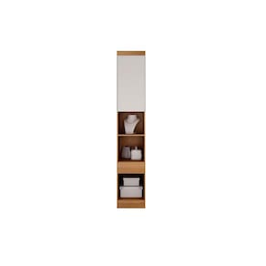 Modulado de Quarto Armário Mesa de Cabeceira Rizon 1 Porta c/1 Gaveta Freijo Cumaru c/ Fendi - Novo Horizonte