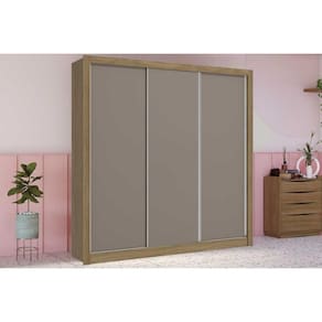 Guarda Roupa Casal 3 Portas de Correr e 2 Gavetas M570 Nogueira/Fendi - Kappesberg