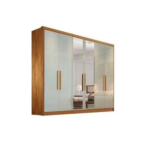 Guarda Roupa Casal 6 Portas e 6 Gavetas c/ Espelho Rizon Plus Freijo Cumaru c/ Fendi - Novo Horizonte