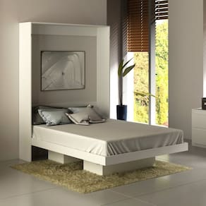 Cama de Casal Dobrável com Nichos 147x198cm Branco Tecno Mobili