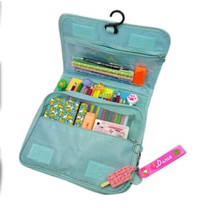 Bolsa Necessaire Viagem Organizador Gancho Dobrável Cor AZUL com Divisórias