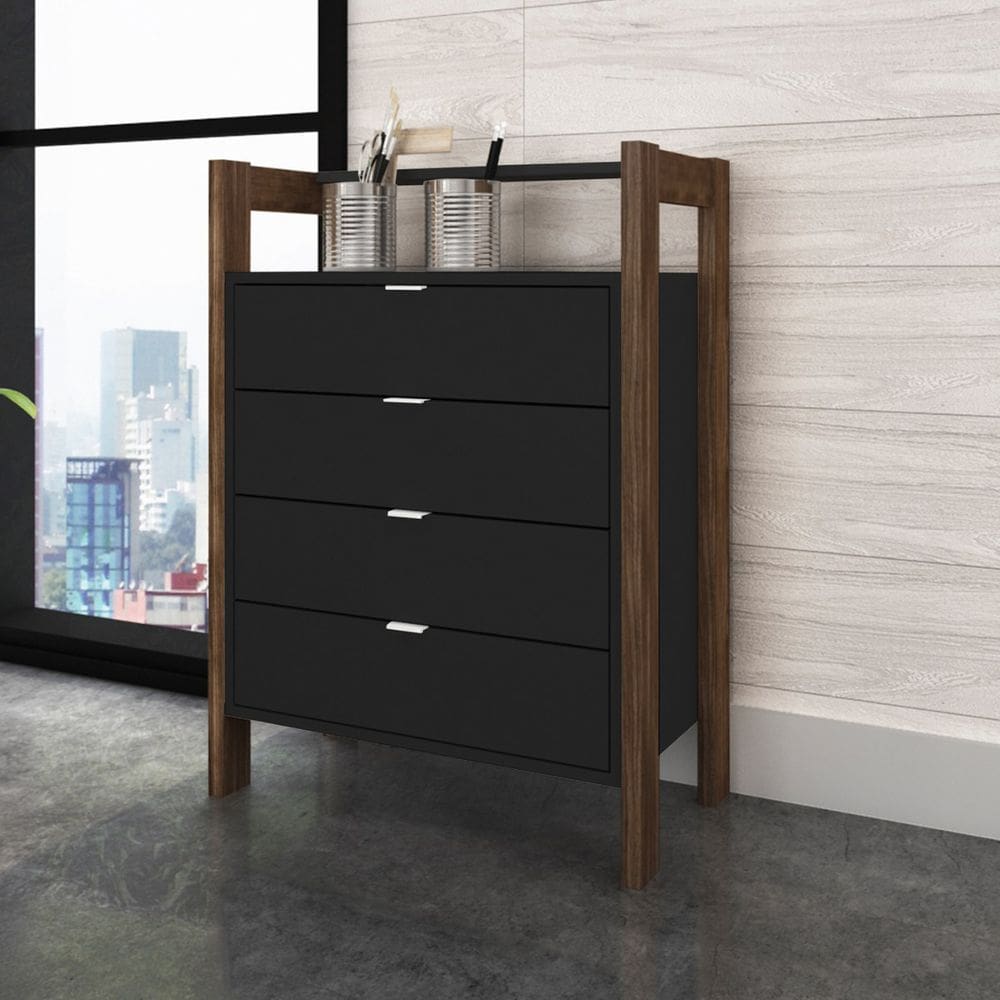 Cômoda com 4 Gavetas 65x90cm Preto Tecno Mobili