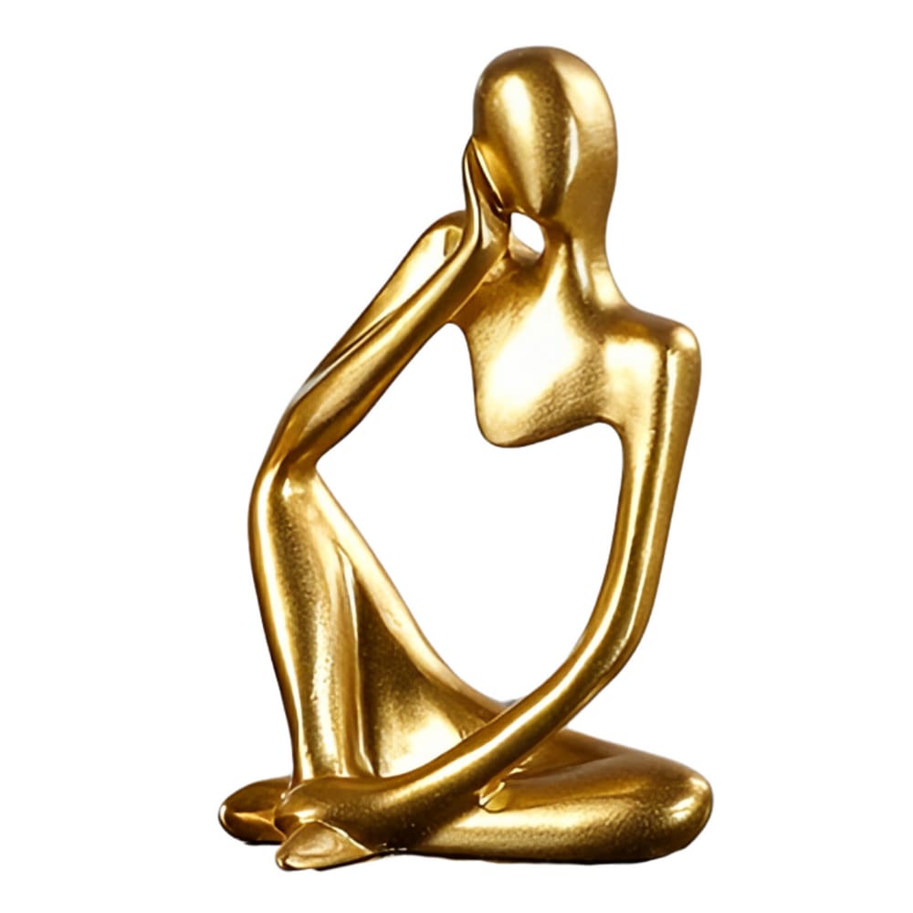 Estátua Pensador Enfeite Estante Sala dourado resina premium