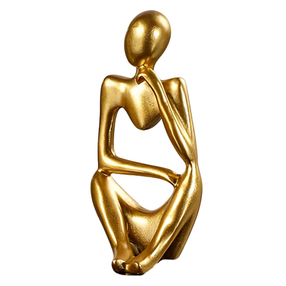 Estátua Pensador enfeite Estante Sala dourado resina