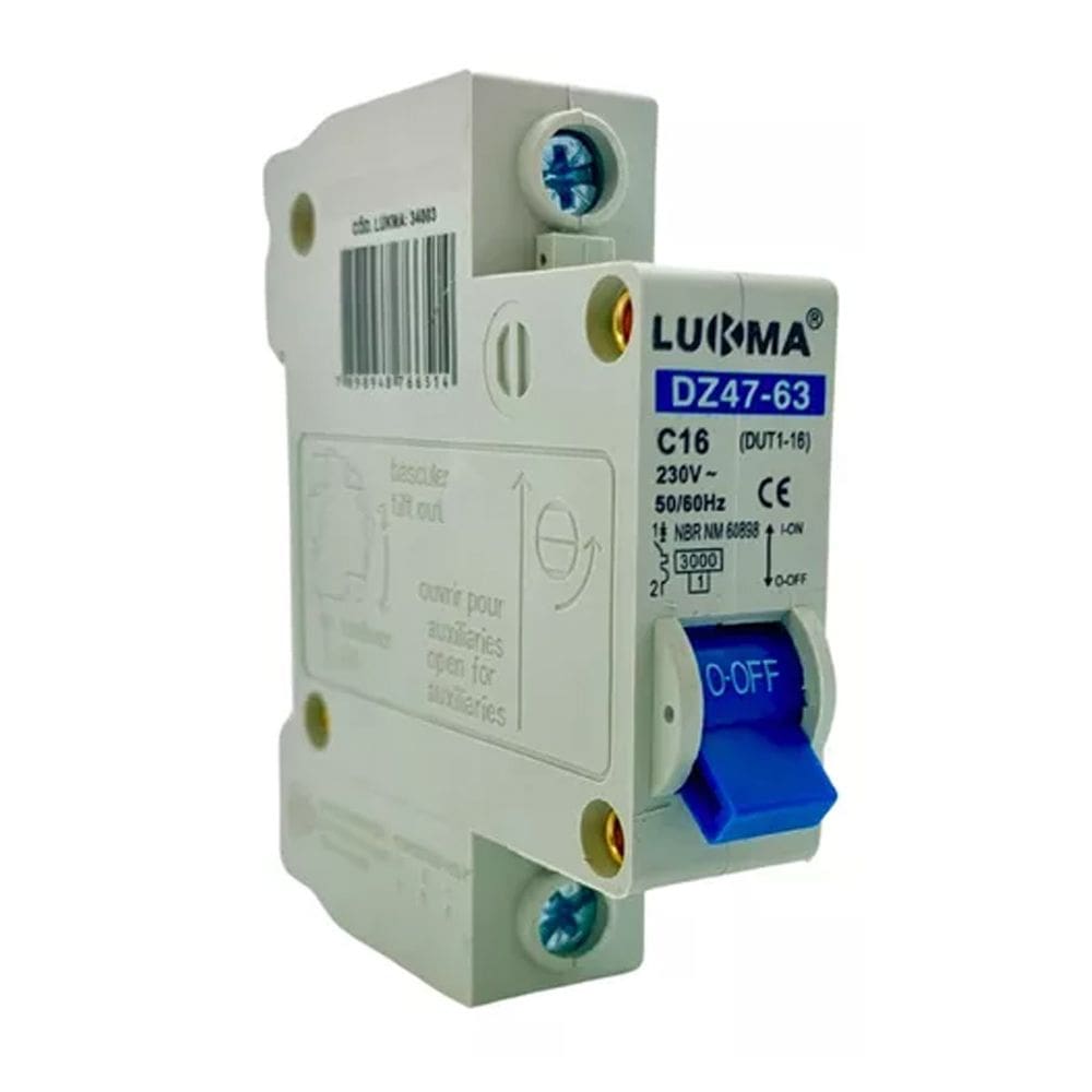 Disjuntor Unipolar Din 16A - Curva C - lukma