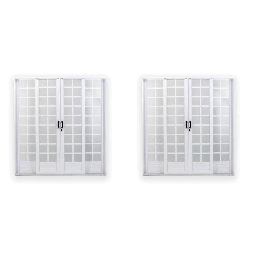 Kit com 2 Portas de Aço de Correr 215x200cm Minas Sul Mgm Branco